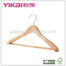 Fancy coat wooden hanger with square bar and rubber teeth